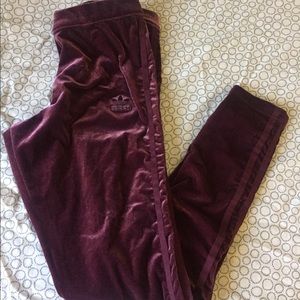 Adidas velvet maroon leggings size US M
